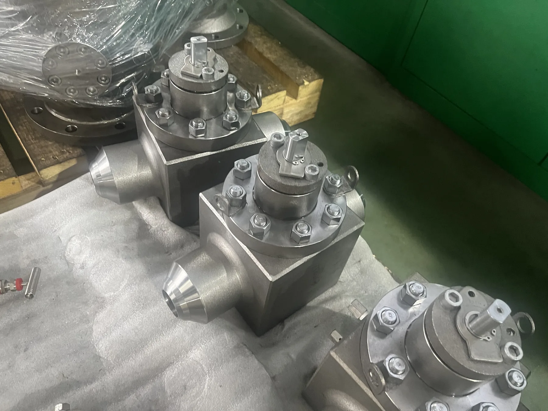 close up of auxiliary valve drain and vent details on large valve assembly