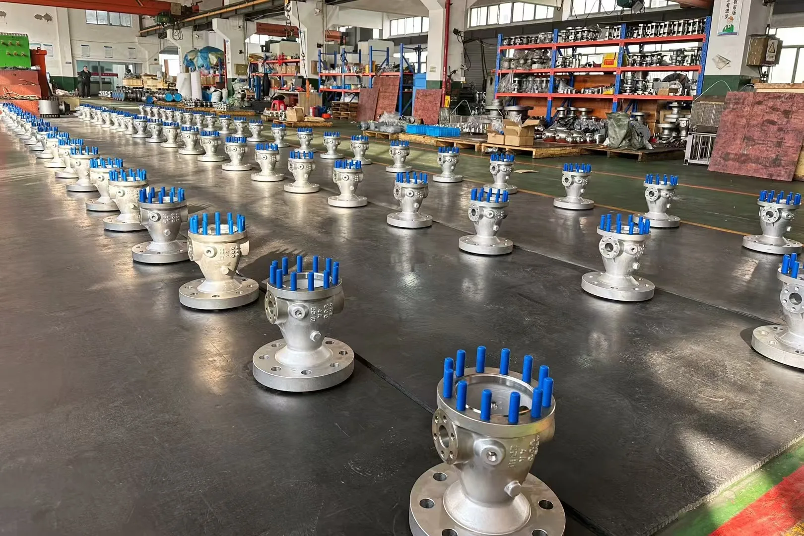 flanged ball valve production line in workshop