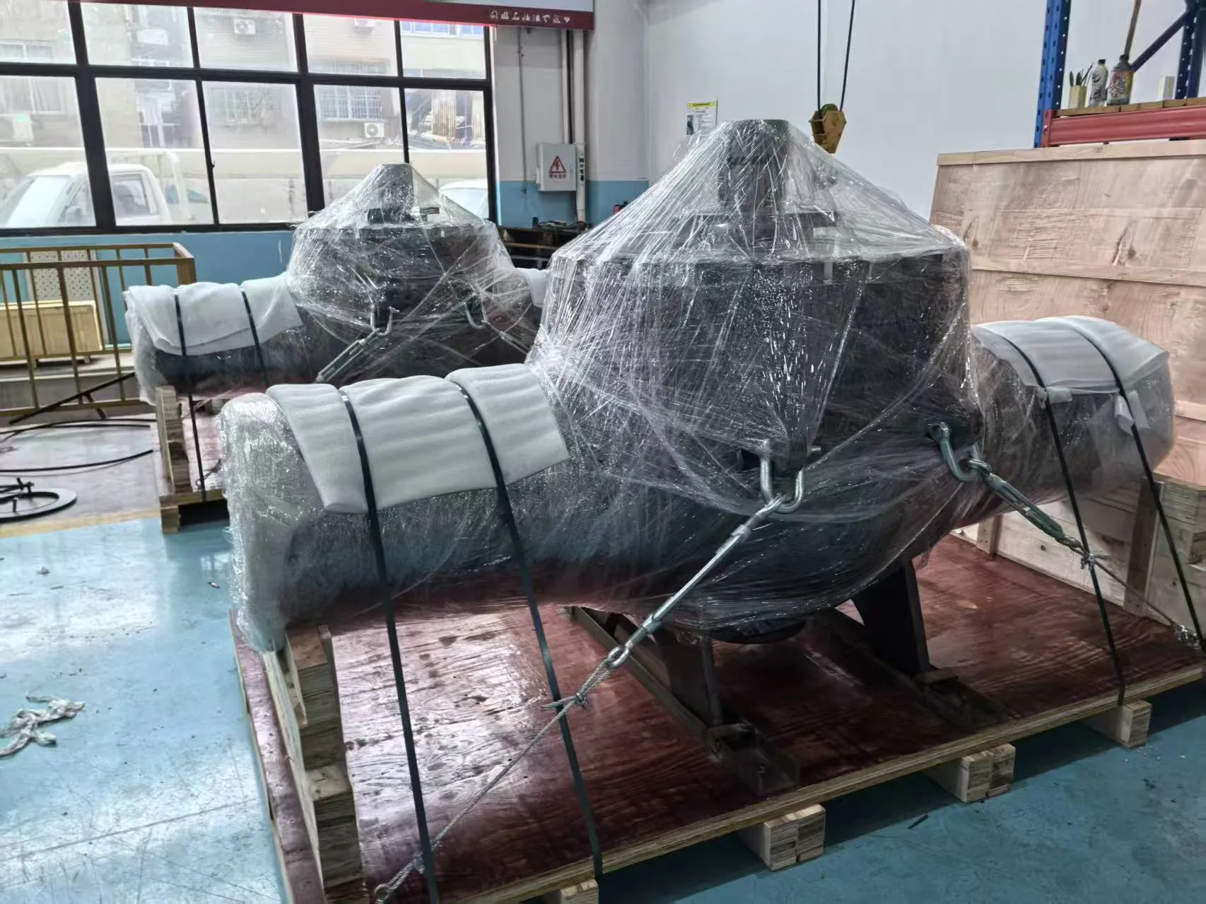 large industrial valve wrapped and packed for shipment