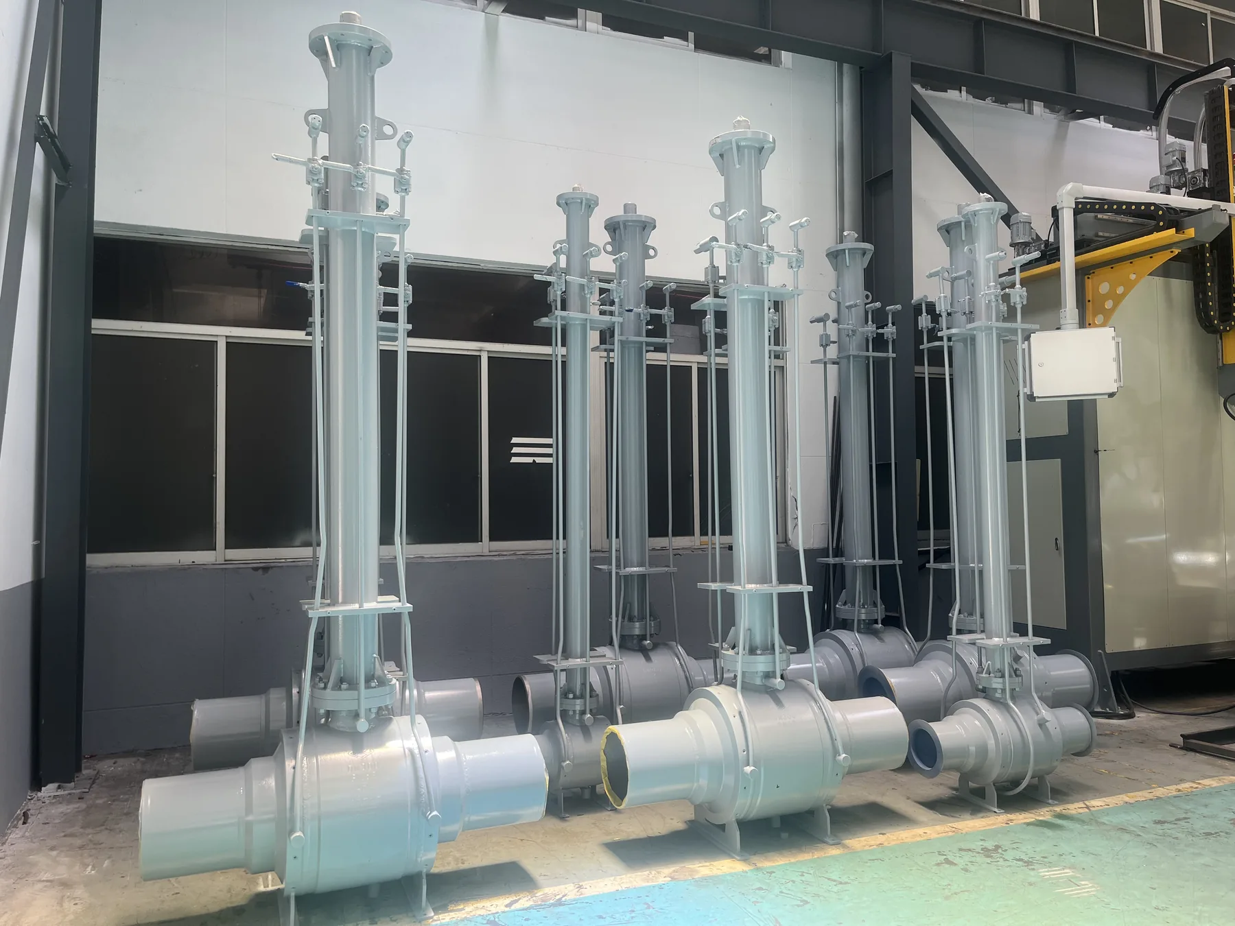 extended stem ball valves for underground service in factory workshop